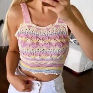 Zara crochet Crop Tank Top NWT